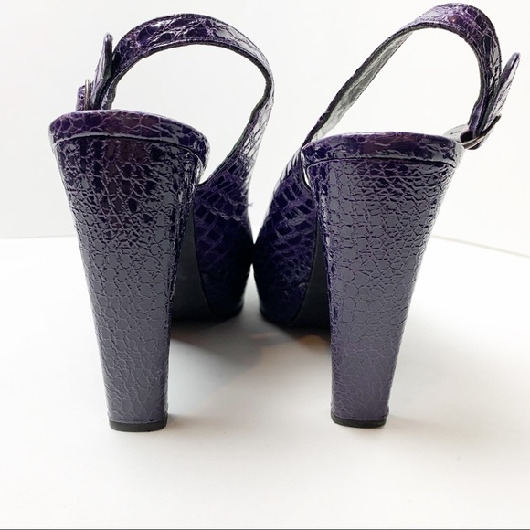 Stuart Weitzman Purple Peep Toe Slingback Heels - Picture 6 of 7